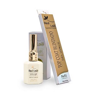 ￼Kit Especial Top Coat Blindado 15ml + Refil Top Coat Blindado 10ml - Real Love