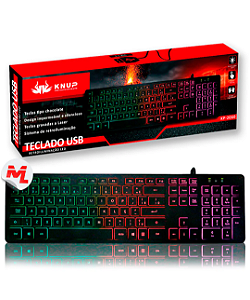 Teclado Gamer USB com Led RGB Tipo Chocolate KNUP - KP-2060