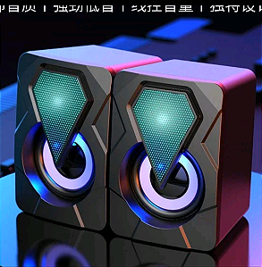 Caixa de som Mini Digital Speaker ULT-3082 Pc Gamer Com Luz RGB Estéreo 2.0