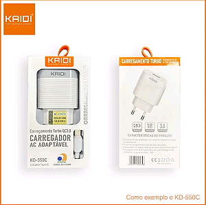 Carregador de Tomada Fonte Turbo KAIDI KD-550