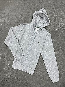 Moletom Lacoste Canguru com Zíper cinza