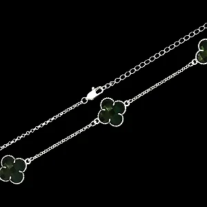 Corrente Trevo Verde 9,5gr - 50cm - Banhado a Prata 925