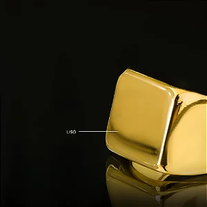 Anel Quadrado Liso - Banhado a Ouro 18K