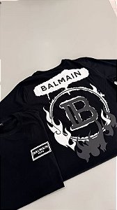 Camiseta Balmain Gola Careca Edição Paris-France Preta