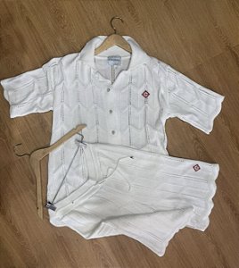 Camisa de Capa Curta de Algodão Tenênis de Crochê Branca