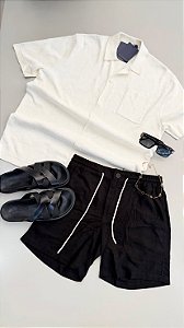 Camisa Louis Vuitton Minimal White – Elegância Casual Premium Short Comfort Black – Versatilidade e Estilo