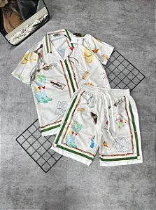 Casablanca Signature – Conjunto Silk Branco com Estampa Equestre