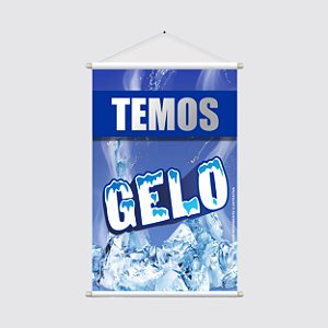Banner Vertical Promocional 40x60cm - TEMOS GELO - Ideal para Mercearia, Conveniência e Bebidas