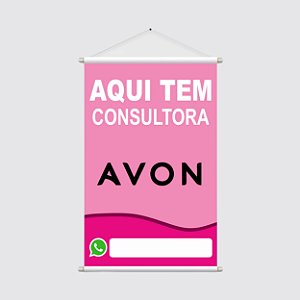 Banner Vertical 40x60cm - AQUI TEM CONSULTORA AVON - Revendedora de Cosméticos e Maquiagem - WhatsApp