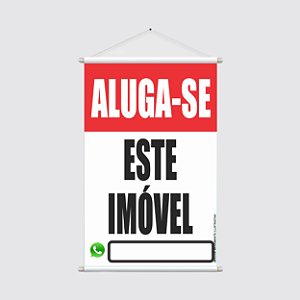 Placa Banner "ALUGA-SE ESTE IMÓVEL" - 40x60cm com Ícone e Espaço para Contato WhatsApp