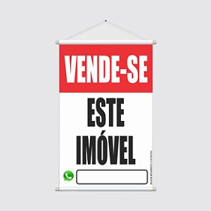 Placa Banner "VENDE-SE ESTE IMÓVEL" - 40x60cm com Ícone e Espaço para Contato WhatsApp