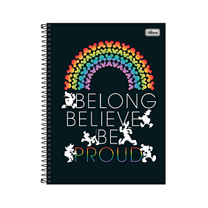 Caderno Mickey Rainbow Tilibra – 80 Folhas, Capa Dura