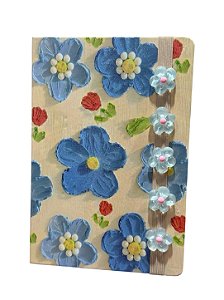 Caderno A5 Uniso com Flores e Fecho Elástico