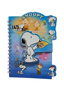 Caderno A5 Snoopy com Velcro e Folhas Decoradas