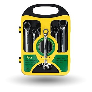Jogo de Chave Combinada Catraca 7 Peças 8-19mm Dokpav