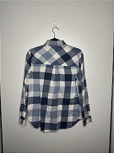 Camiseta Xadrez Masculina P Azul e Branca