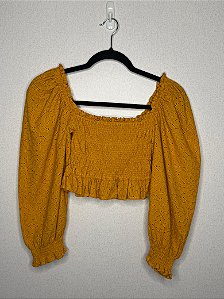 Blusa Mostarda Manga Longa Cropped PP