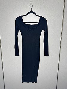 Vestido Preto com Renda Frente PP