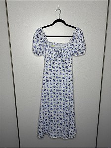Vestido Azul e Branco Floral PP