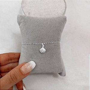 Pulseira Elo Português com Pingente de Concha em Prata 925