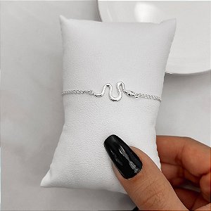 Pulseira com Entremeio Cobra Lisa 22mm e Zircônia em Prata 925
