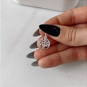 Pingente Mandala Árvore da Vida 13mm em Prata 925