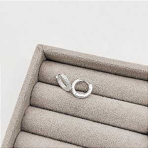 Argola Click 11mm Cravejada Dupla - Frente e Interior em Prata 925