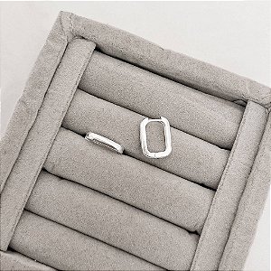 Argola Click Retangular 16mm em Prata 925