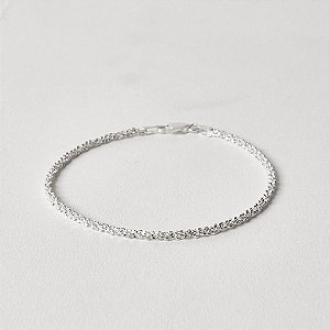 Pulseira Corrente Pipoca Brilhosa 2.3mm em Prata 925 - 18,5cm