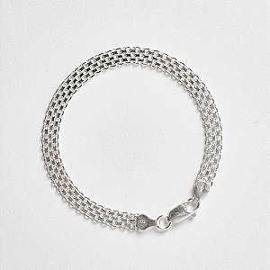 Pulseira Esteira Cadeado 6.0mm em Prata 925 - 19,5cm
