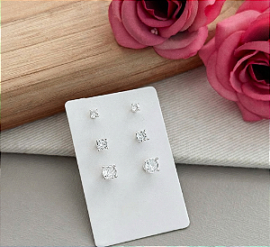 Brinco Trio Ponto de Luz Redondo 3/4/5mm