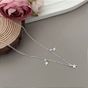 Chocker Estrelas 30cm em Prata 925