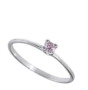 Anel Solitário em Prata 925 com Zircônia Rosa Bebê Ale Semijoias