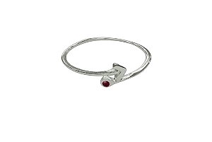 Anel Seta Prata 925 com Zircônia Rosa