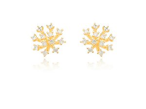 Brinco Chuveiro Cravejado de Zircônias Cristal Banhado a Ouro 18k — Ale Semijoias