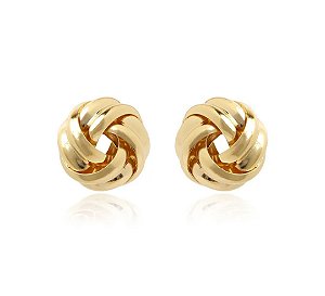 Brinco Nó Entrelaçado Médio 1,8cm Banhado Ouro 18k | Ale Semijoias