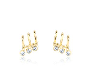 Brinco Três Aros com Zircônias Ponto de Luz Banhado a Ouro 18k — Ale Semijoias