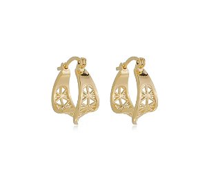 Brinco Argola Torcida Texturizada Vazada Ouro 18k — Ale Semijoias