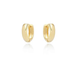 Brinco Argola Abaulada Lisa com Fecho Click Banhado a Ouro 18k — Ale Semijoias