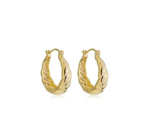 Brinco Argola Croissant Abaulada com Fecho Italiano Banhado a Ouro 18k — Ale Semijoias