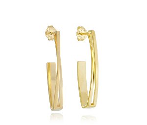 Brinco Meia Argola Dupla Trançada e Lisa Banhado a Ouro 18k — Ale Semijoias