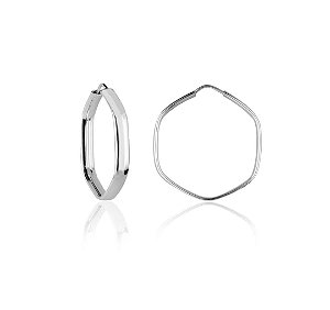 Brinco Argola Hexagonal Fio Liso em Prata 800 Pequena — Ale Semijoias