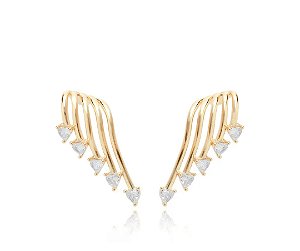 Brinco Ear Cuff Cascata de Aros com Corações de Zircônia Banhado a Ouro 18k — Ale Semijoias