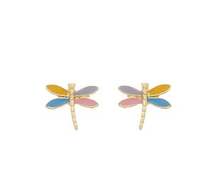 Brinco Infantil Libélula Asas Esmaltadas Coloridas Banhado a Ouro 18k — Ale Semijoias