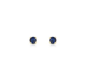Brinco Infantil ou Segundo Furo Ponto de Luz Strass Azul Escuro Banhado a Ouro 18k — Ale Semijoias