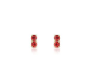 Brinco Infantil ou Segundo Furo com Duas Pedras Strass Vermelha Banhado a Ouro 18k — Ale Semijoias