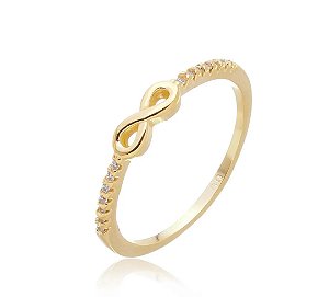 Aqui está o Anel Infinito com Microzircônias no mesmo padrão: Título: Anel Infinito com Microzircônias Banho Ouro 18k - Ale Semijoias