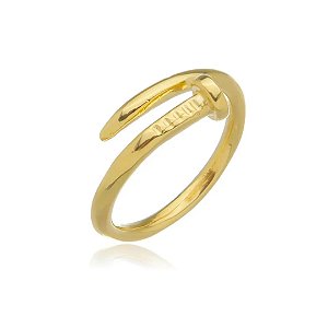 Anel Prego Ajustável Banho Ouro 18k - Ale Semijoias