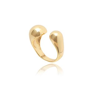 Anel Ajustável Duas Meias Esfera Banho Ouro 18k - Ale Semijoias