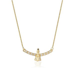 Colar Nossa Senhora com Zircônias Banho Ouro 18k - Ale Semijoias